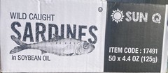 (10) SUN Q WILD CAUGHT SARDINES IN SOYBEAN OIL 4.4 Oz Can 44OZ TOTAL 8/2028