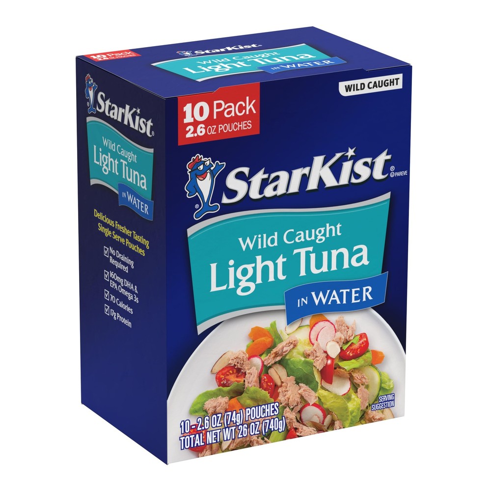 Chunk Light Tuna Pouch 10 Pack, 17g Protein, 70 Calories, Keto, Gluten Free