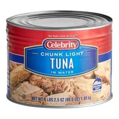 Chunk Light Tuna Protein Rich Canned Packed In Water Fresh Taste 66.5 oz. 6 Case