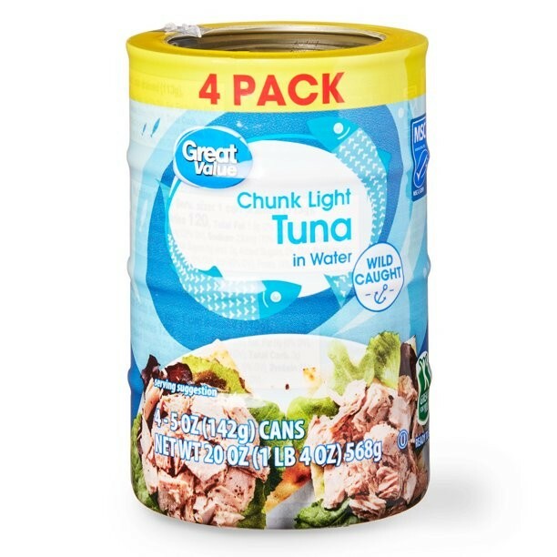 Chunk Light Tuna in Water, 5 oz, Pack of 4 Cans