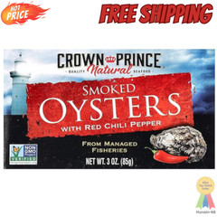 2 PACK-Crown Prince Smoked Oysters With Red Chili Pepper 3 Oz
