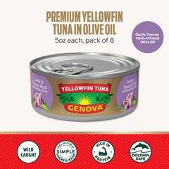 Genova Premium Yellowfin Tuna in Garlic and Tuscan Herb Infused Olive Oil, 5 …