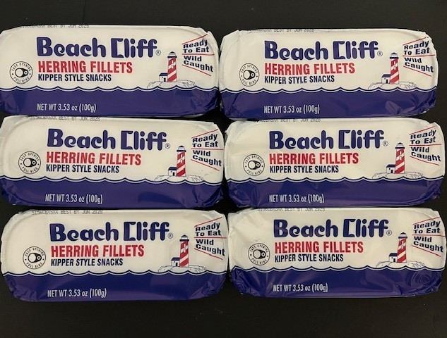 Wild Caught Herring Beach Cliff Kippered Snacks 3.53 Oz Can Sardines (6 CANS)