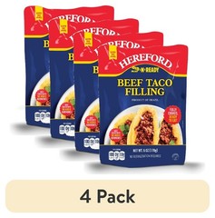 (4 pack) Cooked Beef Taco Filling, Shelf Stable Pouch, 6 oz