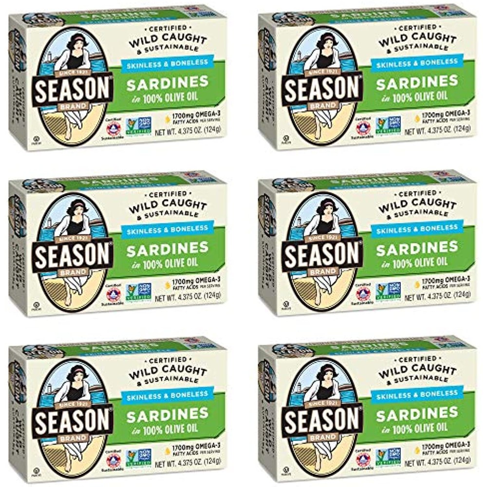 Season Sardines in Olive Oil | Skinless & Boneless, Gluten Free, Keto, Paleo, Ko