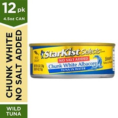 Selecciona Atun Blanco En Trozos Sin Sal Anadida En Agua – Lata De 4,5 Oz (