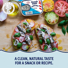 Beach Cliff Sardines in Water, 3.75 Oz Can (Pack of 12) – Wild Caught Sardines –