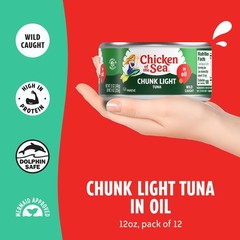 Wild Caught Chunk Light Tuna, 12 Ounce Cans, 12-Count – High Protein 100% Cla…
