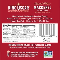 King Oscar Mackerel in Olive Oil, 4.05 Ounce Can (Pack of 6, Packaging May Vary)
