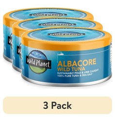 (3 pack) Wild Planet 5 oz Tuna, Wild Albacore with Sea Salt High-Quality Cans