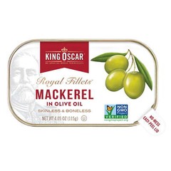 (4 pack) King Oscar Wild Caught Skinless & Boneless Mackerel in Olive