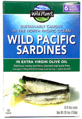Wild Planet Wild Pacific Sardines in Extra Virgin Olive Oil, 4.4 oz., 6-count