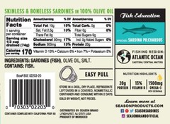 Season’s Skinless and Boneless Sardines in Pure Olive Oil. Imported From Morocco