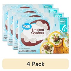Smoked Oysters in Pure Olive Oil Canned Seafood 3.75 oz 4 Pack