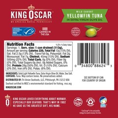 King Oscar Yellowfin Tuna in Extra Virgin Olive Oil, 5 Ounce Cans Pack of 6, …