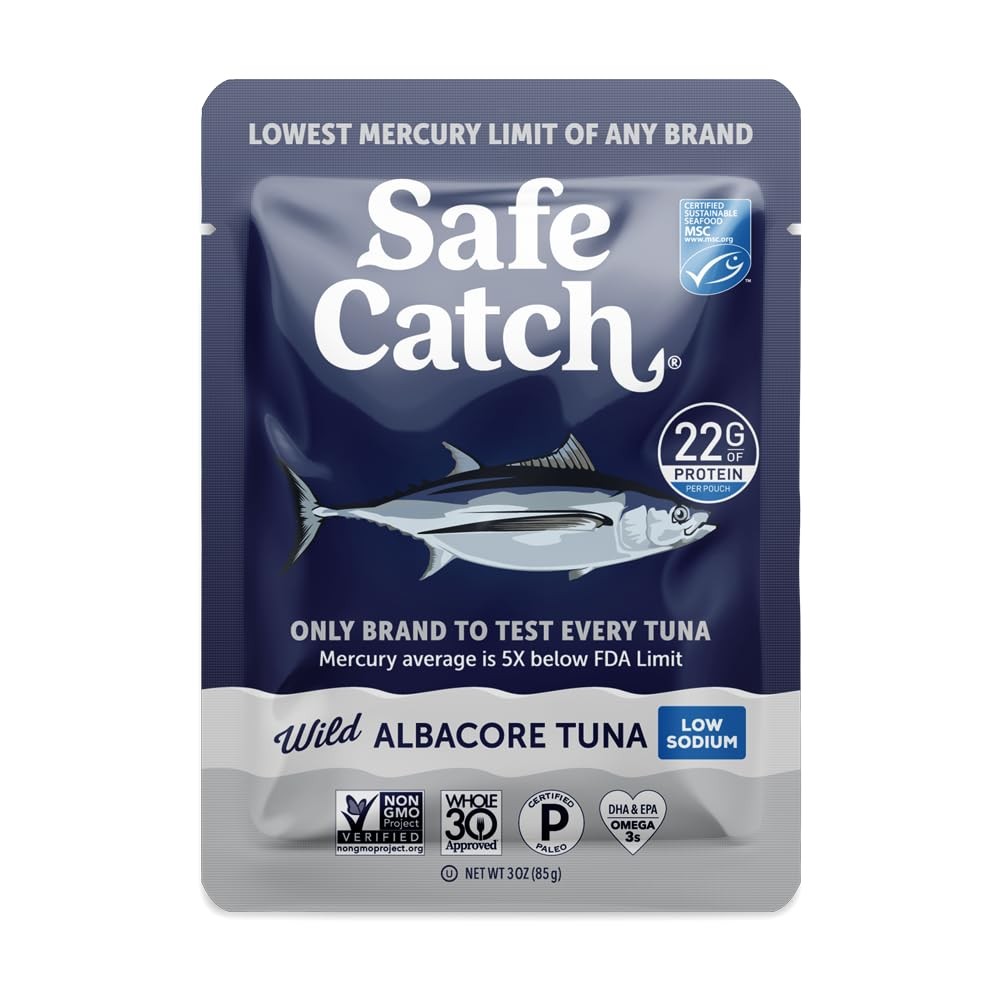 Safe Catch Wild Albacore Tuna Fish Pouch, Low Sodium and Mercury-Tested, Lean…
