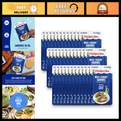 Wild Caught Sardines in Oil, 3.53 oz Packets – 36 Count, Healthy Seafood Snack