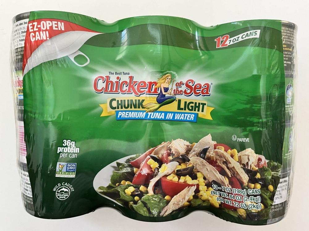 12 Packs Chicken of the Sea Chunk Light Premium Tuna in Water 7oz each FREE SHIP