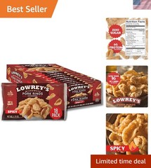 Bacon Curls Microwave Pork Rinds Chicharrones, Hot & Spicy, 1.75 Ounce Pack o…