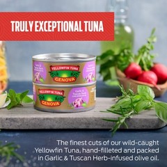 Premium Yellowfin Tuna in Garlic and Tuscan Herb Infused Olive Oil, 5 Ounce C…