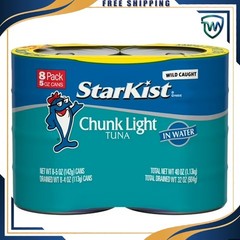 StarKist Chunk Light Tuna in Water, Wild Caught, 20g Protein, 5 oz, 8 Cans