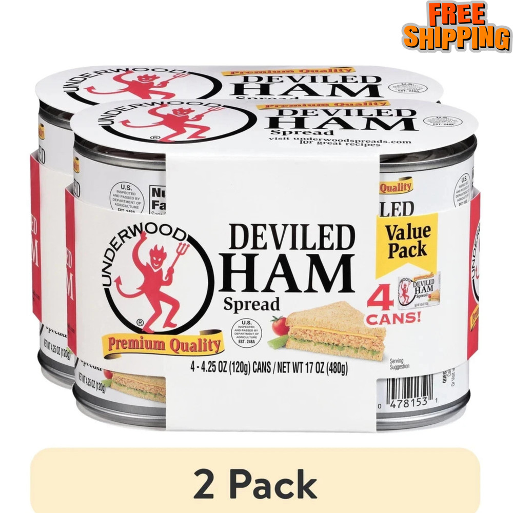 (2 pack) Underwood Deviled Ham Spread, 4.25 oz, 4 Count Cans-free shipping