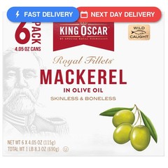King Oscar Mackerel in Olive Oil, 4.05 Ounce Can Pack of 6, Packaging May…