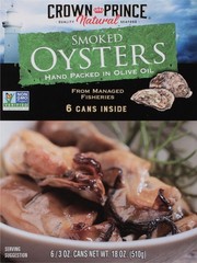 Natural Smoked Oysters Hand Packed in Olive Oil, 3 Ounce Cans (Pack of 6)