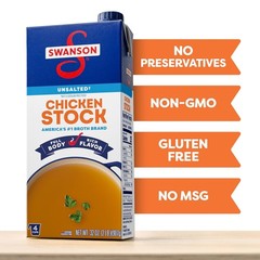 Swanson Unsalted Chicken Stock, 32 Oz Carton (Pack of 12)