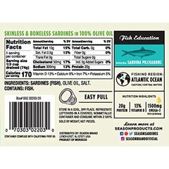 Season’s Skinless and Boneless Sardines in Pure Olive Oil. Imported From Morocco