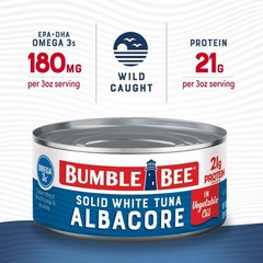 Wild Caught Solid White Albino Tuna in Oil Gluten Free 21g Protein per Serving