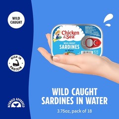 Sardines in Olive Oil, 3.75 Oz. Cans (Pack of 18), Wild Caught Canned Sardines,