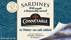 Sardines in Water, No Salt Added, 4.375 oz – Pack of 12, Healthy Seafood Snack