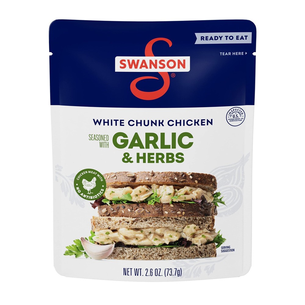Swanson Garlic and Herbs 🥪 Fully Cooked Chicken, 2.6 OZ (Pack of 2)