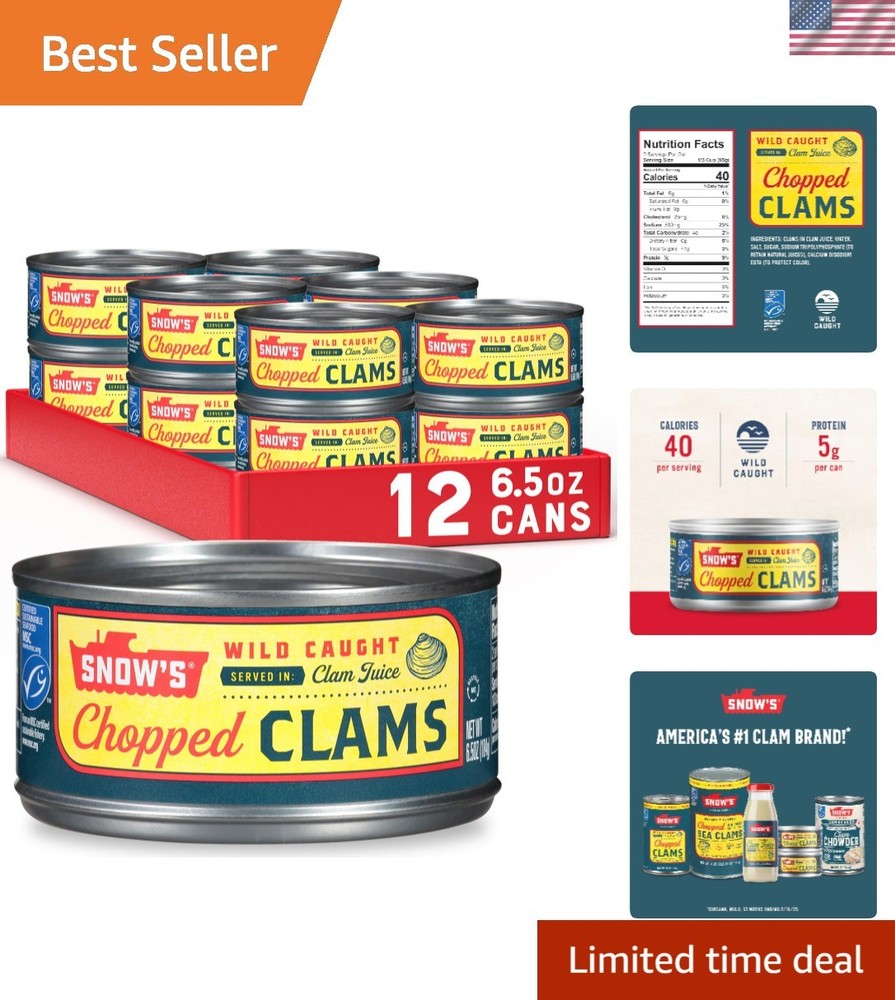 Delicious Wild Caught Chopped Clams, Gluten-Free, 12 Pack for Versatile Cooking