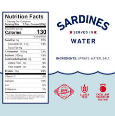 Beach Cliff Sardines in Water 3.75 oz Cans Pack of 12 Wild Caught Canned Fish