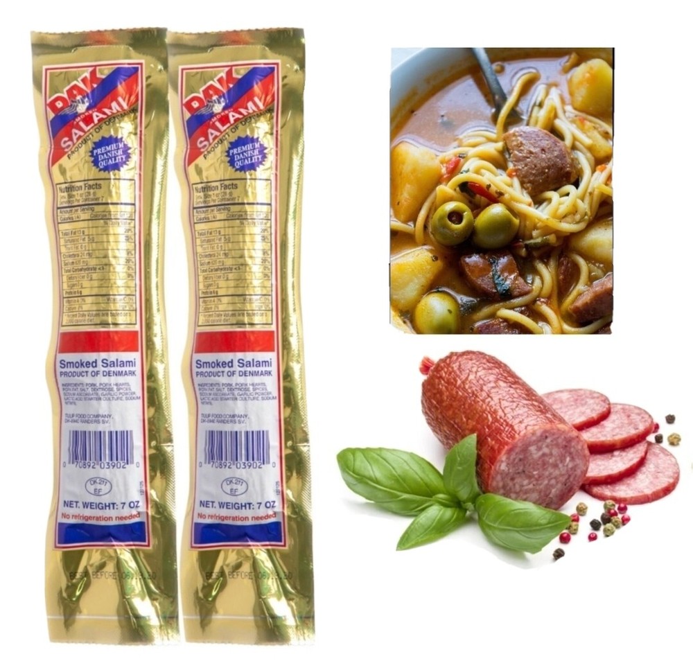 (2 PACKS 7oz.ea) DAK SALAMI SMOKED SAUSE FULLY COOKED READY TO EAT