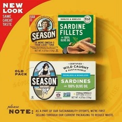 Season Skinless & Boneless Sardines in Olive Oil, 12-count, Total 52.5 oz