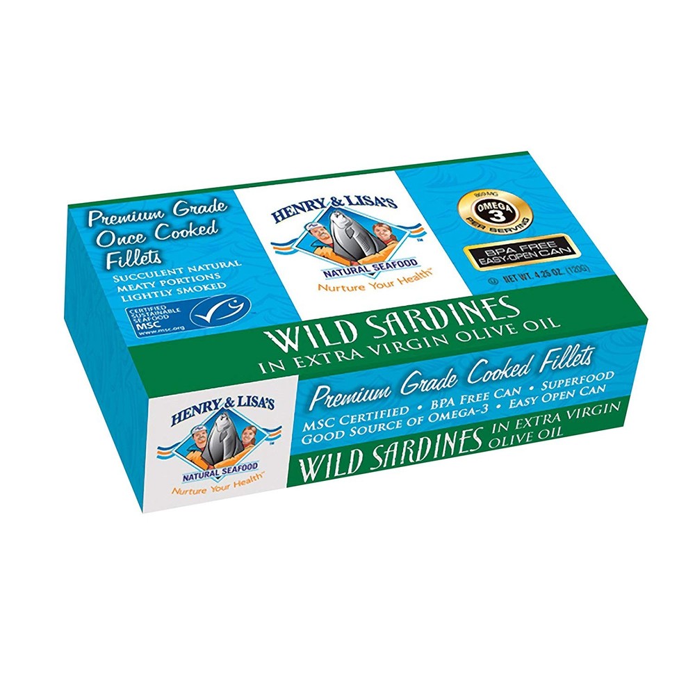Henry & Lisa’s Natural Seafood Wild Sardines In Extra Virgin Olive Oil, 4.25 Oz