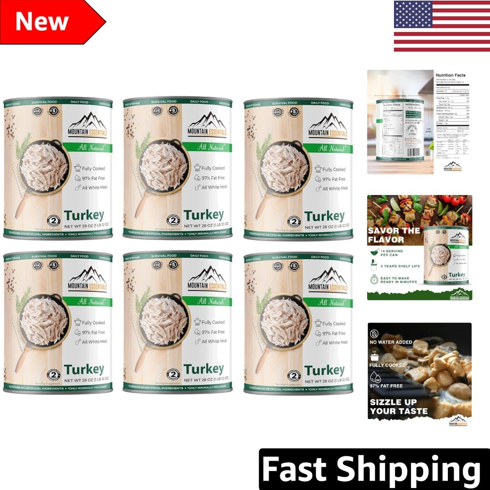 28 Oz Canned Turkey – Versatile & Natural, Perfect for Emergency Meals, 6 Count
