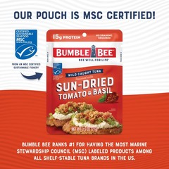 Sun-Dried Tomato Basil Seasoned Tuna 2.5 oz Pouches Pack 12 Wild Caught 15g
