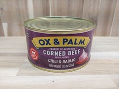 Ox & Palm Corned Beef Chili & Garlic Flavored, 11.5 oz Can