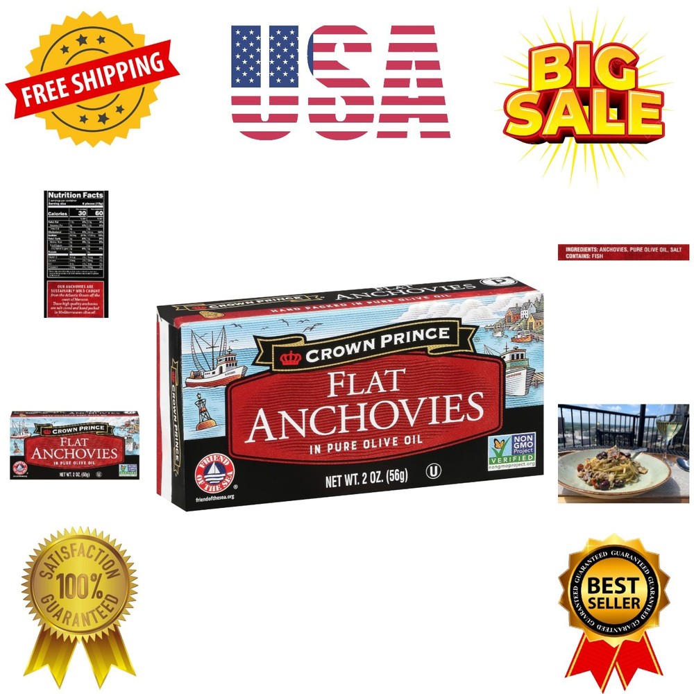 Flat Anchovies in Olive Oil, 2-Ounce Cans Pack of 12