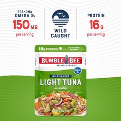 10PK BUMBLE BEE Premium Light Tuna Pouch in Water, Ready to Eat Tuna Fish, Keto