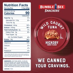 Bumble Bee Snackers Hickory Smoke Tuna, 3 oz Easy Open Can 19g Protein per …