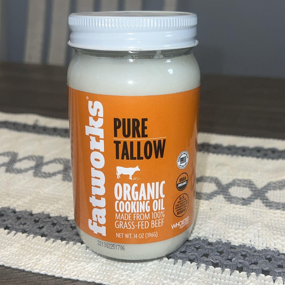 Organic Grass-Fed Beef Tallow, Non-GMO, Keto, 14 oz, Family-Raised