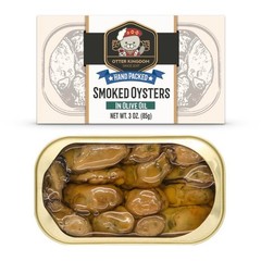 Otter Kingdom Premium Smoked Oysters in Pure Olive Oil, 3-Ounce Cans Pack of 12