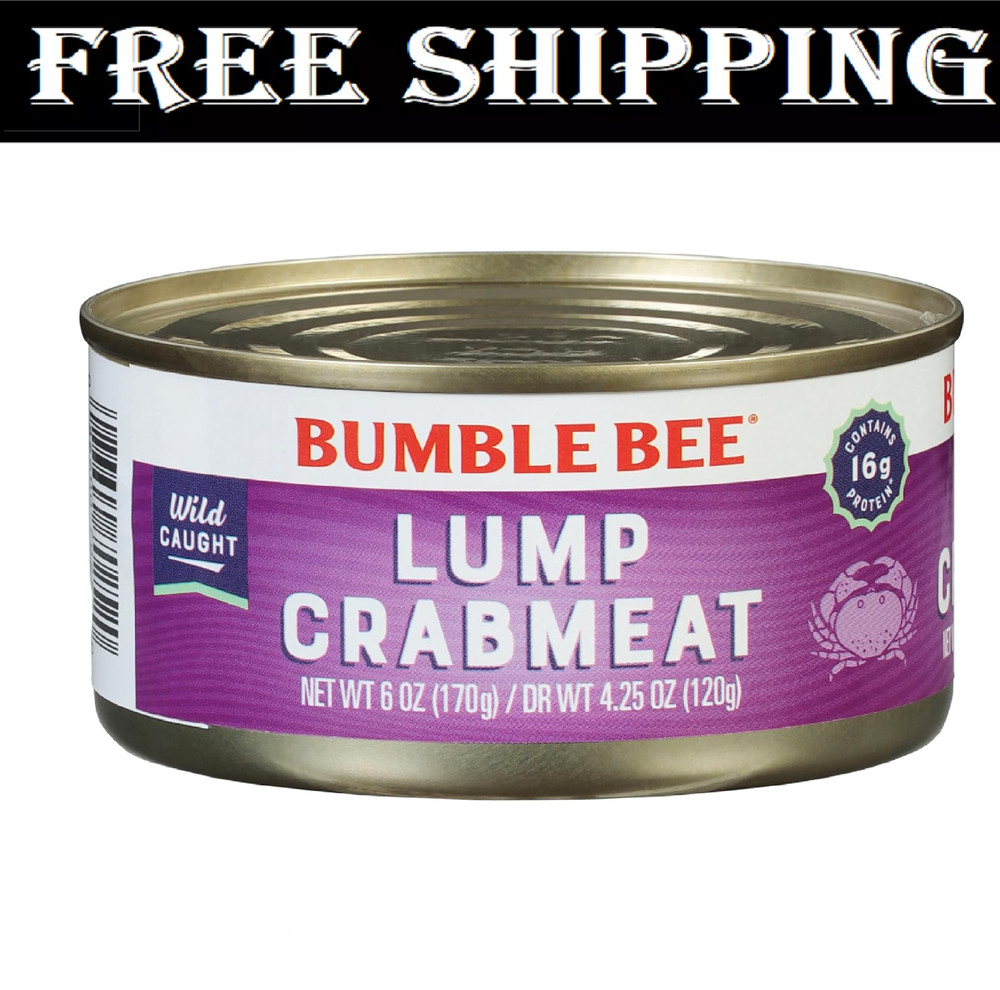 Bumble Bee Lump Crab Meat, 6 Oz Can – 16G Protein & 1G Carb per Serving – Wild C