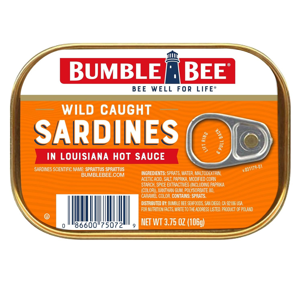 Sardines in Louisiana Hot Sauce, 3.75 Oz Tin (Pack of 12) – Wild Caught, Gluten