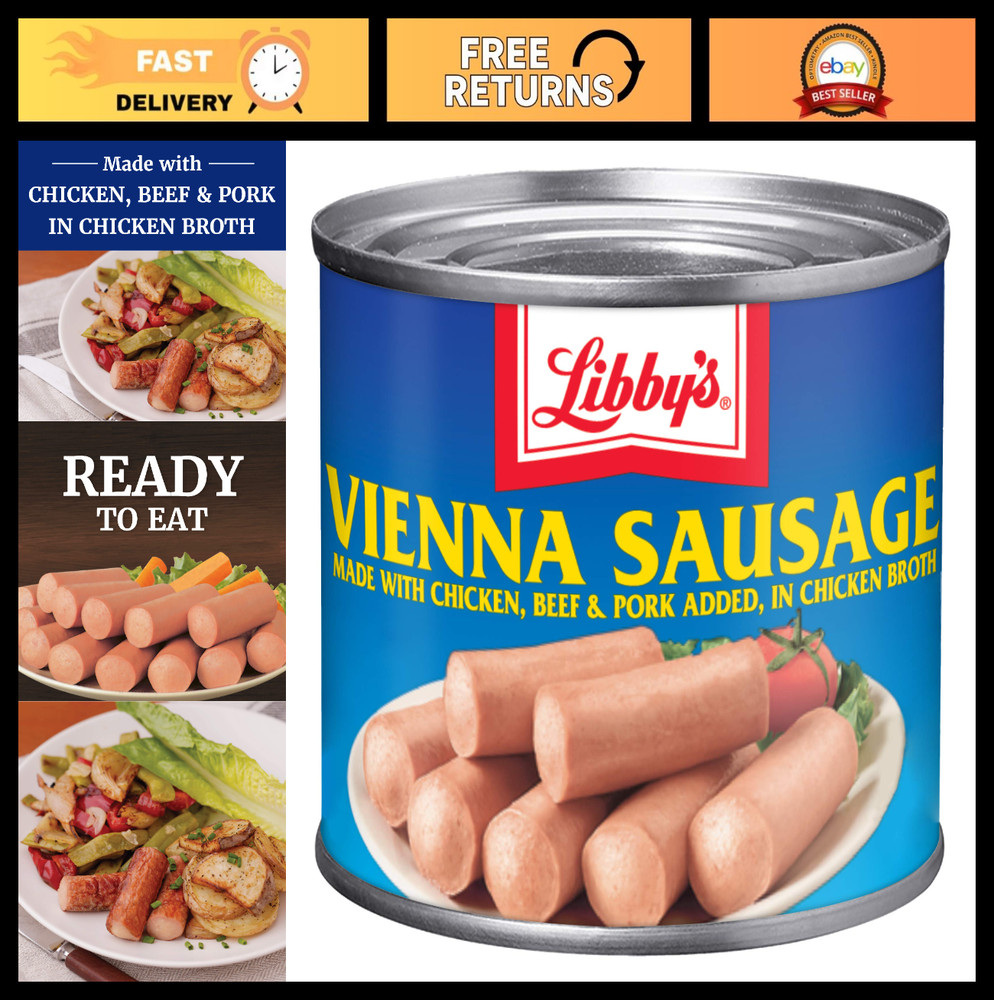Canned Vienna Sausage in Chicken Broth, 4.6 OZ – Pack of 24, High Protein Snack